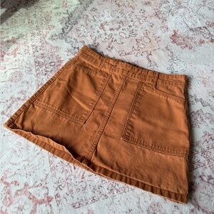 Brown Mini Skirt with Front Pockets